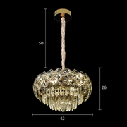Candelabru Cristal BANO Nobile, 24W, 4xE14,  Inaltime Reglabila, Metal si Cristal, Auriu