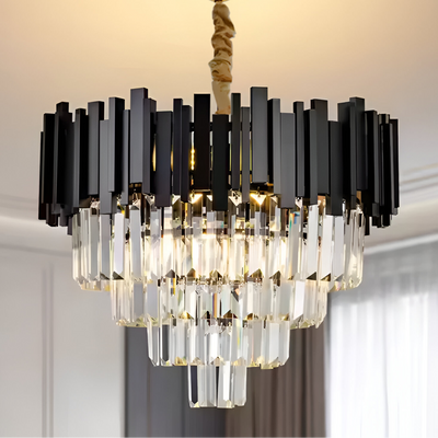 Crystal Chandelier BLOIS Nobile 5xE14, Diameter 40cm, Black, Adjustable Height