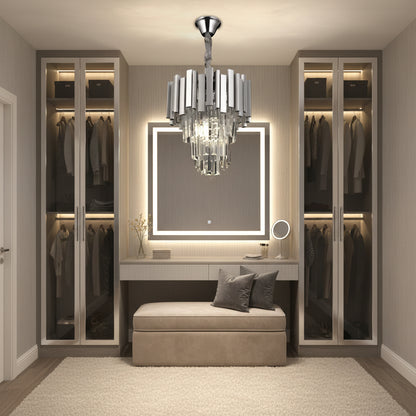 Crystal Chandelier BLOIS Petito 3xE14, Diameter 30cm, Silver, Adjustable Height