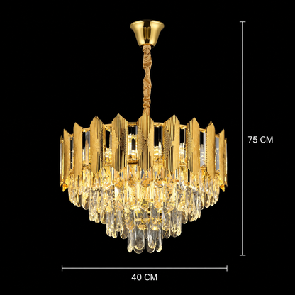 Crystal Chandelier BUCKINGHAM Nobile 5xE14, Diameter 40cm, Shiny Gold, Adjustable Height