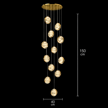 Suspended Crystal LED Chandelier, Justinian, Diameter 60cm, Adjustable Height, Gold, Metal and Crystal