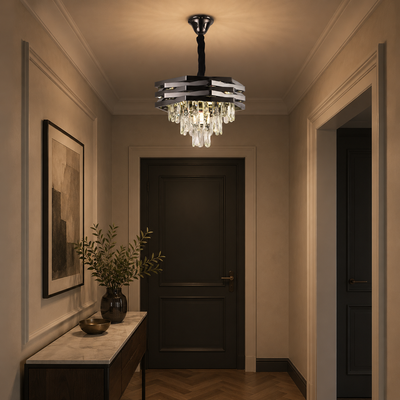 Candelabru Cristal HEXA Ø37cm 5xE14 Negru