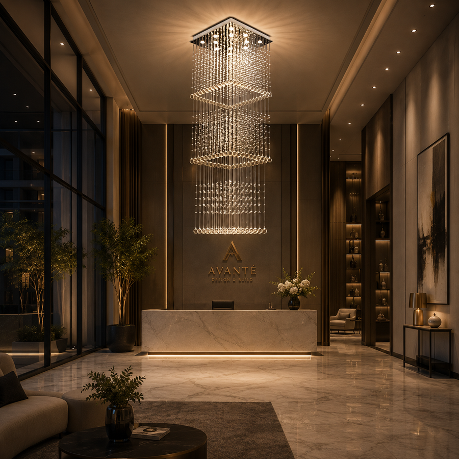 LED Crystal Chandelier 80W PALATINA Gold, Diameter 50cm, Height 200cm, Ladder Model