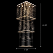 LED Crystal Chandelier 80W PALATINA Gold, Diameter 50cm, Height 200cm, Ladder Model
