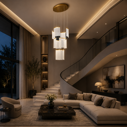 Alduino Crystal LED Chandelier Golden diameter 80cm Gold Adjustable height