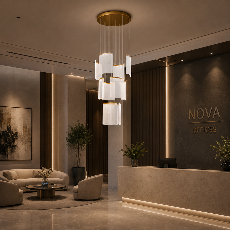 Alduino Crystal LED Chandelier Golden diameter 80cm Gold Adjustable height