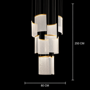 Alduino Crystal LED Chandelier Golden diameter 80cm Gold Adjustable height