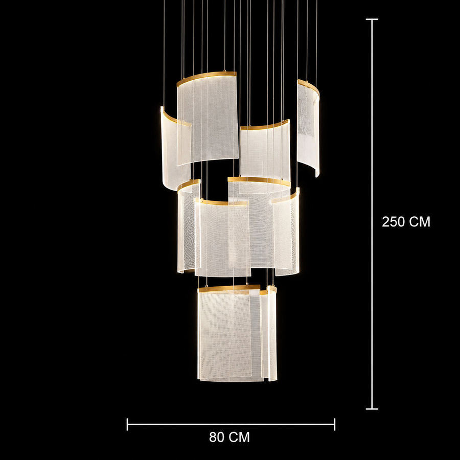 Alduino Crystal LED Chandelier Golden diameter 80cm Gold Adjustable height