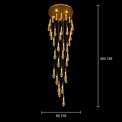 Suspended Crystal LED Chandelier, 39W, Justinian, Diameter 60cm, Adjustable Height, Gold, Metal and Crystal