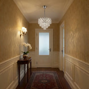 Candelabru Cristal VECTORIA Nobile 5xE14, Diametru 39cm, Crom Lucios, Inaltime Reglabila, Metal si Cristal