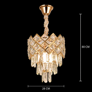 Candelabru Cristal VECTORIA Petito 3xE14, Diametru 28cm, Auriu, Inaltime Reglabila, Metal si Cristal