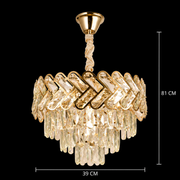 Candelabru Cristal VECTOR Nobile 5xE14, Diametru 39cm, Auriu Lucios, Inaltime Reglabila, Metal si Cristal