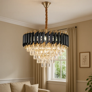 Crystal Chandelier VERSAILLES Elegance 8x E14, Diameter 50cm, Black, Shiny Gold, Adjustable Height Crystal Chandeliers Default Title Alessandro Design