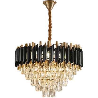 Crystal Chandelier VERSAILLES Elegance 8x E14, Diameter 50cm, Black, Shiny Gold, Adjustable Height Crystal Chandeliers Default Title Alessandro Design