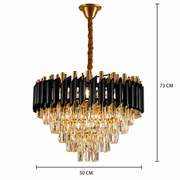 Crystal Chandelier VERSAILLES Eleganza 8x E14, Diameter 50cm, Black, Shiny Gold, Adjustable Height
