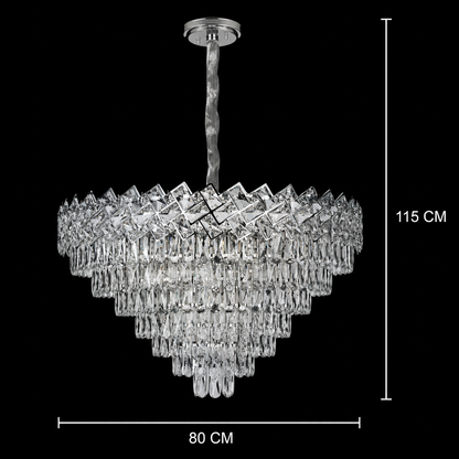 Crystal Chandelier WINDSOR Supremo 10xE14, Diameter 80cm, Shiny Chrome, Adjustable Height