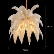 Modern Minoss Chandelier, Feathers, 1xE27, Diameter 75cm, Cream