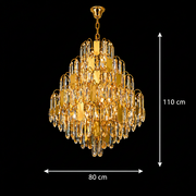 Candelabru Cristal TIER Regalis 21xE14, D80 cm, Auriu, Inaltime Reglabila, Metal si Cristal Candelabre Cristal Default Title Alessandro Design