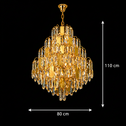 Candelabru Cristal TIER Regalis 21xE14, D80 cm, Auriu, Inaltime Reglabila, Metal si Cristal Candelabre Cristal Default Title Alessandro Design