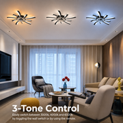 Lustra LED Ventilator VIRTULA cu Telecomanda, 29W, D77cm, Lumina Rece/Neutra/Calda, Metal si Plastic, Negru