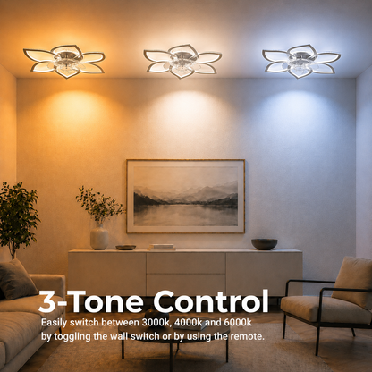Lustra LED Ventilator DAFIA cu Telecomanda, 49W, D85cm, Lumina Rece/Neutra/Calda, Metal si Plastic, Alb
