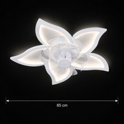 Lustra LED Ventilator DAFIA cu Telecomanda, 49W, D85cm, Lumina Rece/Neutra/Calda, Metal si Plastic, Alb