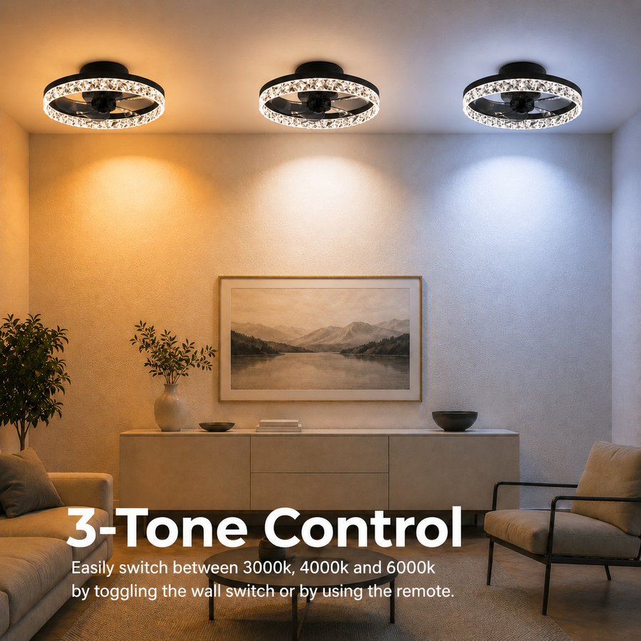 Lustra LED VEYA cu Telecomanda, 38W, D50cm, Lumina Rece/Neutra/Calda, Metal si Plastic, Negru