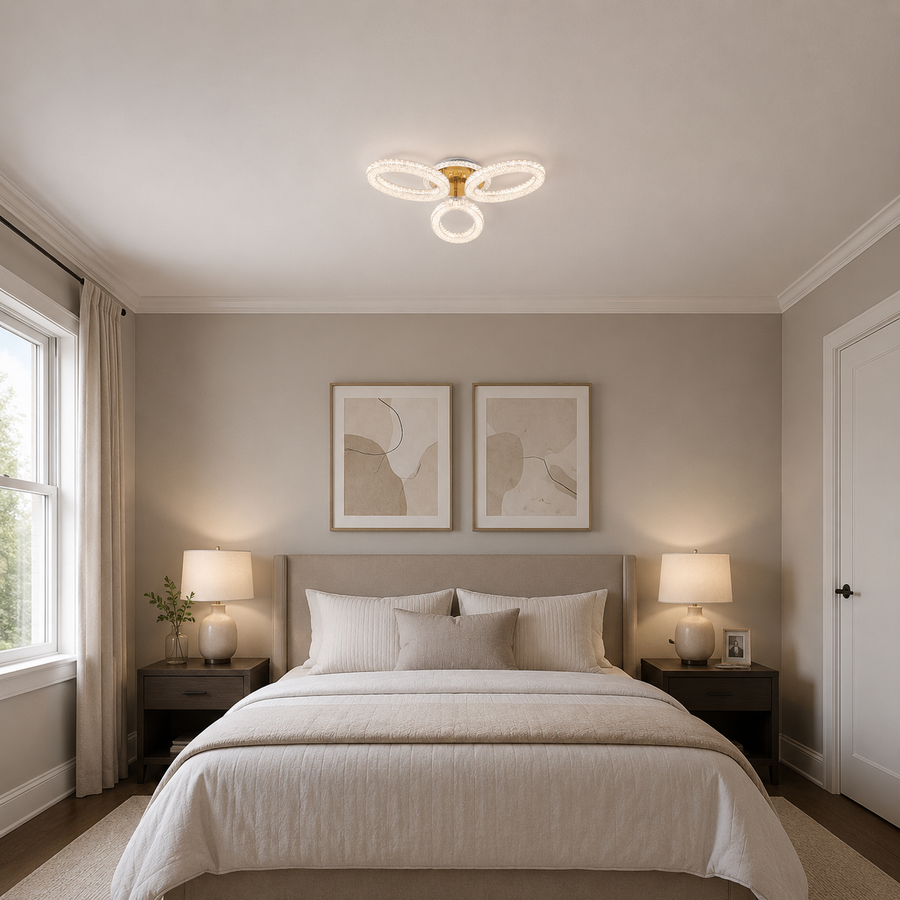 Lustra LED cu telecomanda VEYRO, 39W, Lumina Rece/Calda/Neutra, Dimabila, Auriu