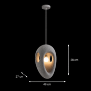 Lustra Moderna EON Eleganza, 49 cm, Suspendata, 1 X E27, Gri, Metal si Spuma, Inaltime Reglabila