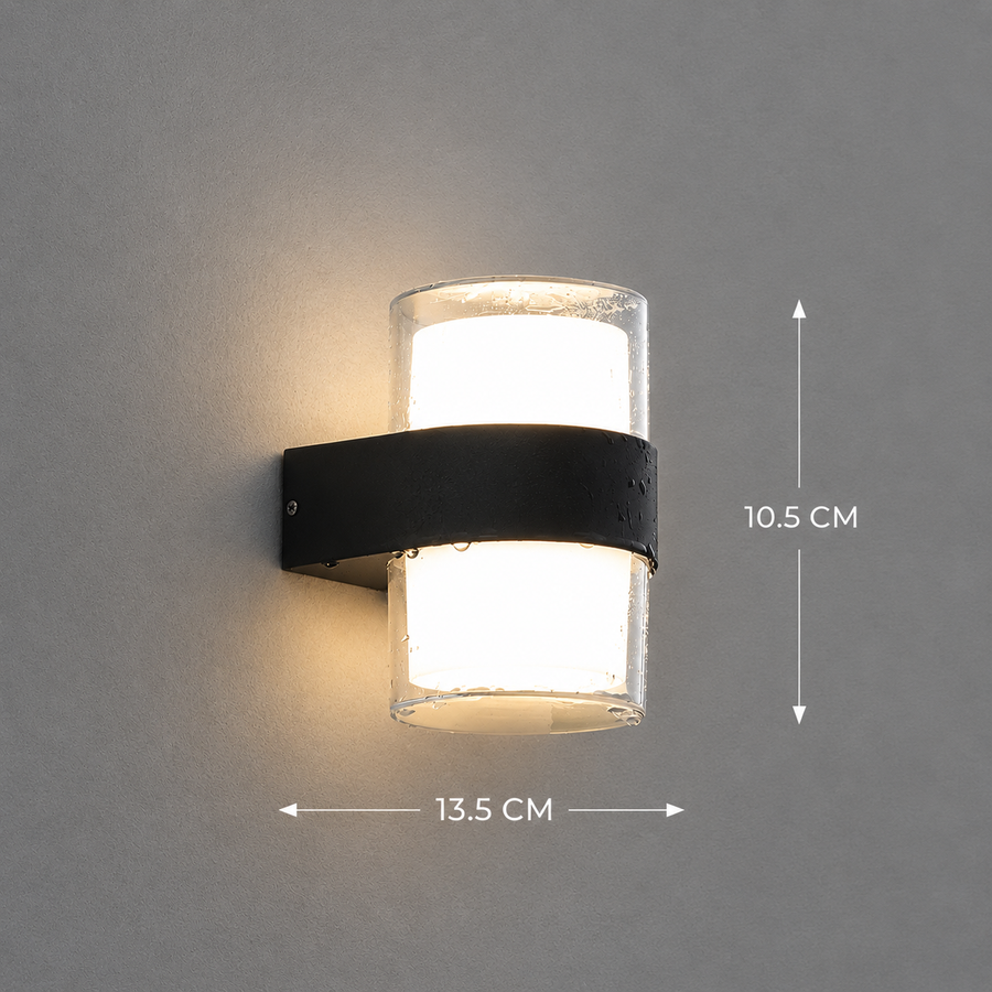 Outdoor MIRA LED wall lamp, 2 light sources, Warm light, Black