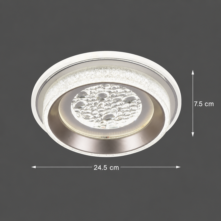 Lustra LED KALESO Petito, 37W, Diametru 24.5cm, Lumina Calda/Neutra/Rece, Alb, Metal si Cristal