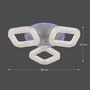 Lustra LED RENATO Nobile cu telecomanda si cristal,  39W, 3 Patrate, Lumina Rece/Calda/Neutra, Dimabila, Alb