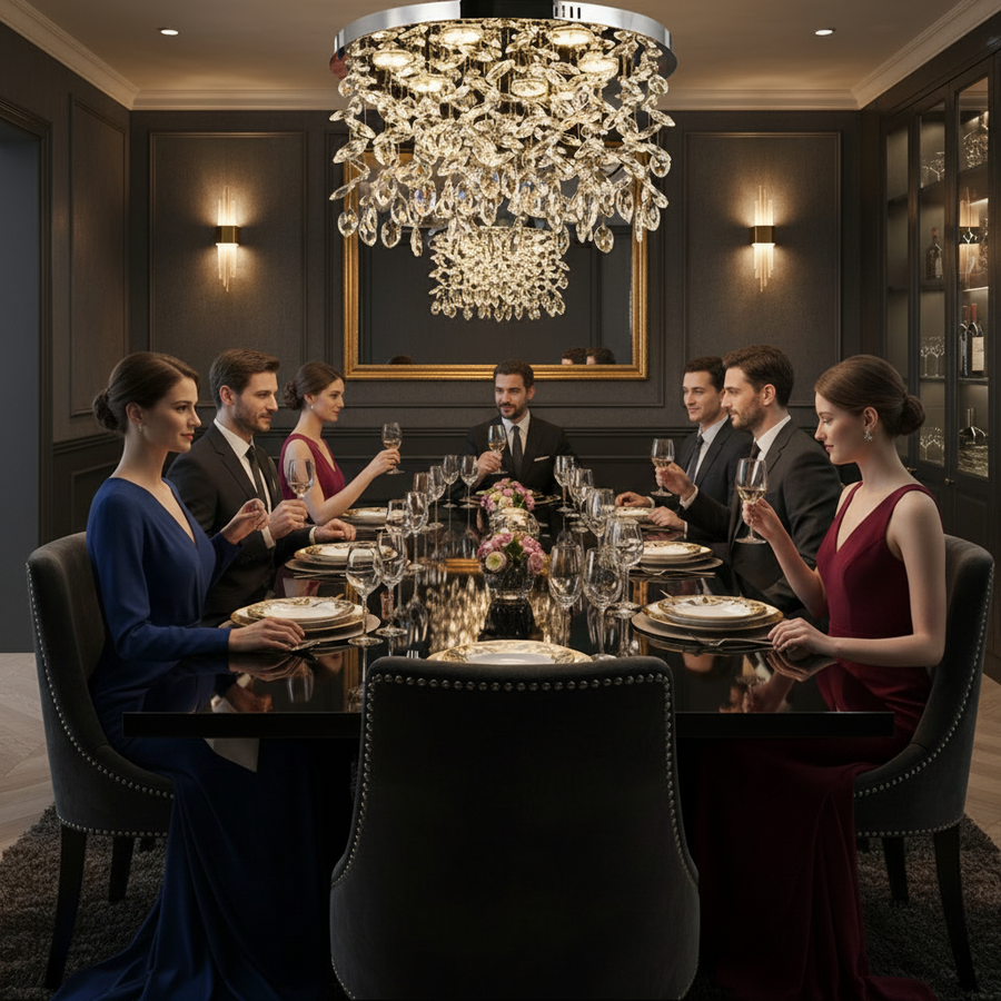 Crystal LED Chandelier LLC210/550CH Round, 30W, Cold/Warm/Neutral Light, Crystal, Shiny Chrome
