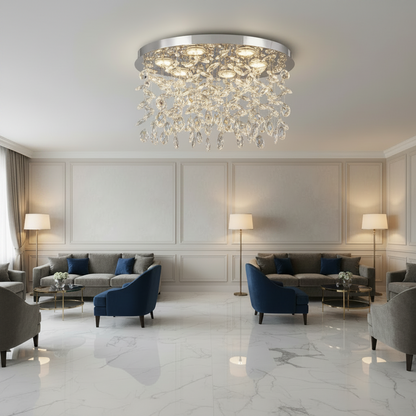 Crystal LED Chandelier LLC210/550CH Round, 30W, Cold/Warm/Neutral Light, Crystal, Shiny Chrome