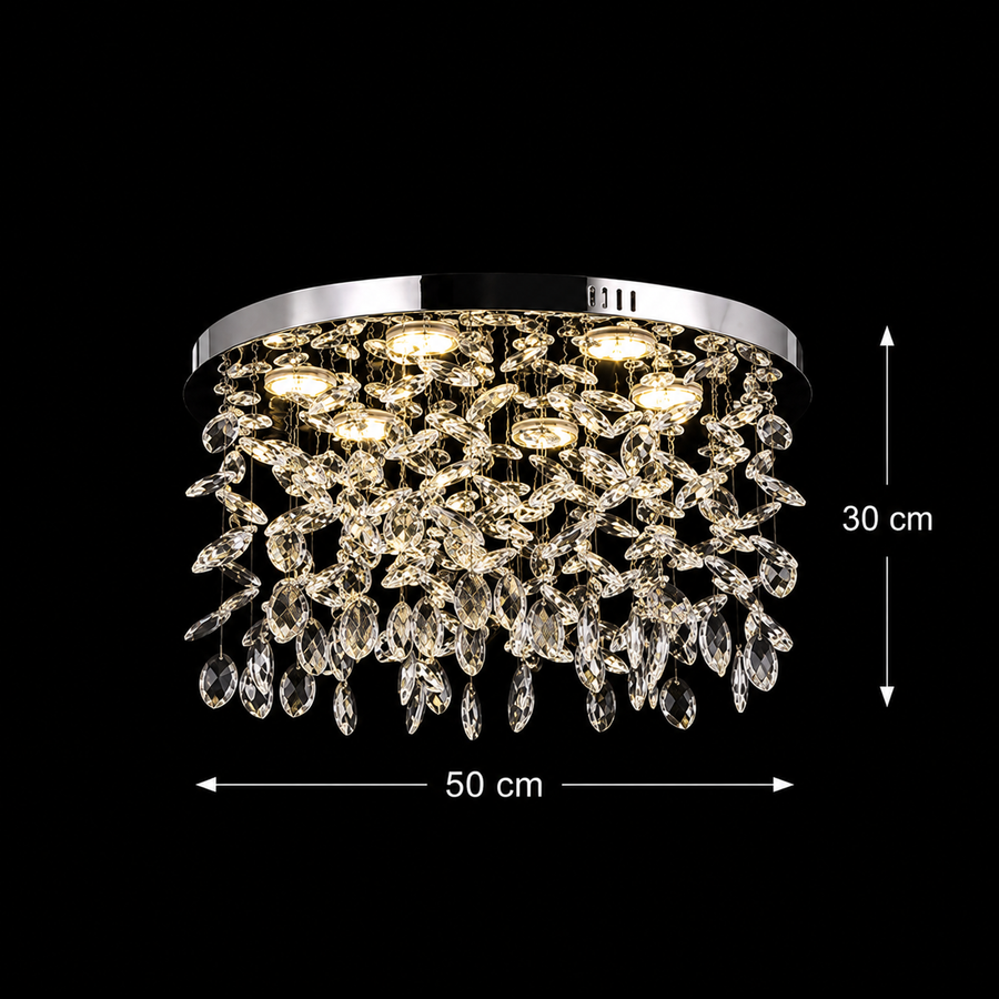 Crystal LED Chandelier LLC210/550CH Round, 30W, Cold/Warm/Neutral Light, Crystal, Shiny Chrome
