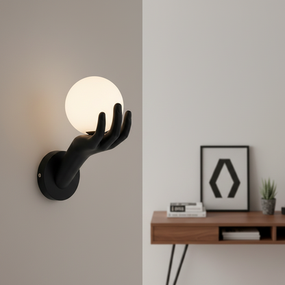 Aplica Decorativa MANO, 15x30cm, 1xE27, Sticla si Resina, Negru