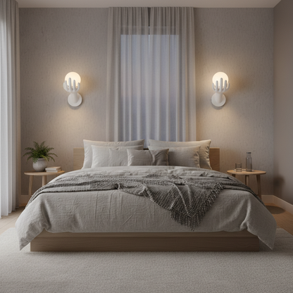 Aplica LED Decorativa MANO, 15x30cm, 1xE27, Sticla si Resina, Alb