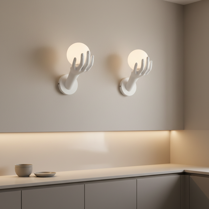 Aplica LED Decorativa MANO, 15x30cm, 1xE27, Sticla si Resina, Alb