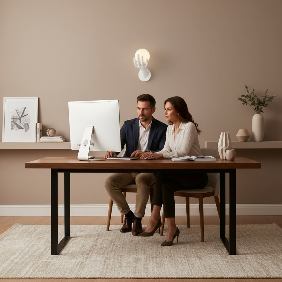 Aplica LED Decorativa MANO, 15x30cm, 1xE27, Sticla si Resina, Alb