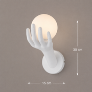 Aplica LED Decorativa MANO, 15x30cm, 1xE27, Sticla si Resina, Alb