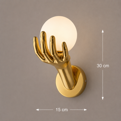 Aplica LED Decorativa MANO, 15x30cm, 1xE27, Sticla si Resina, Auriu