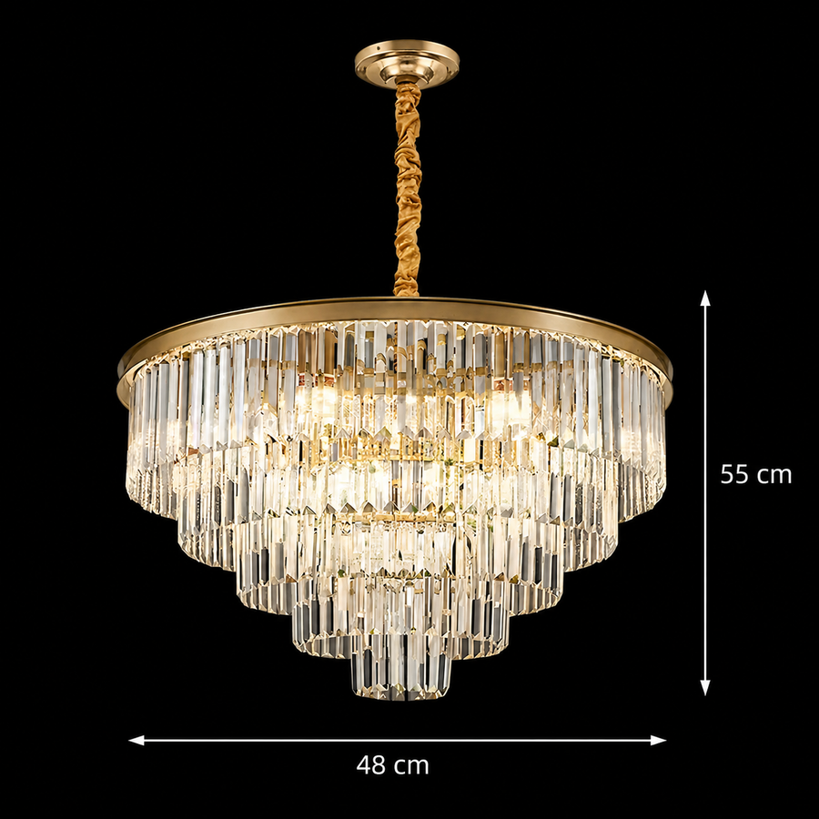 Crystal Chandelier CHAMBORD Eleganza 8xE14, Diameter 48cm, Matt Gold Crystal Chandeliers Default Title Alessandro Design