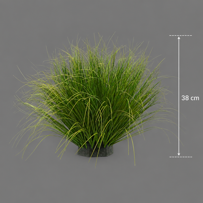Planta Artificială Tufă de Iarbă Tip Ceapă cu frunze Curbate, 38 cm, Verde, Fără Ghiveci