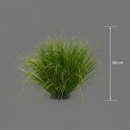 Planta Artificială Tufă de Iarbă Tip Ceapă cu frunze Curbate, 28 cm, Verde, Fără Ghiveci