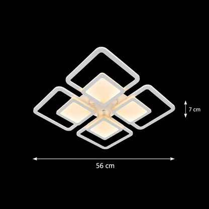 LED chandelier with remote control SUSAN 96W, 4 Squares, Cold/Warm/Neutral light, Dimmable, White LED chandelier with remote control Default Title Alessandro Design