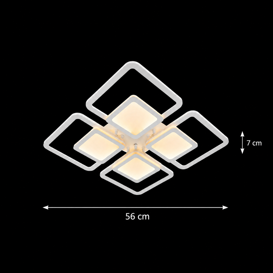 LED chandelier with remote control SUSAN 96W, 4 Squares, Cold/Warm/Neutral light, Dimmable, White LED chandelier with remote control Default Title Alessandro Design