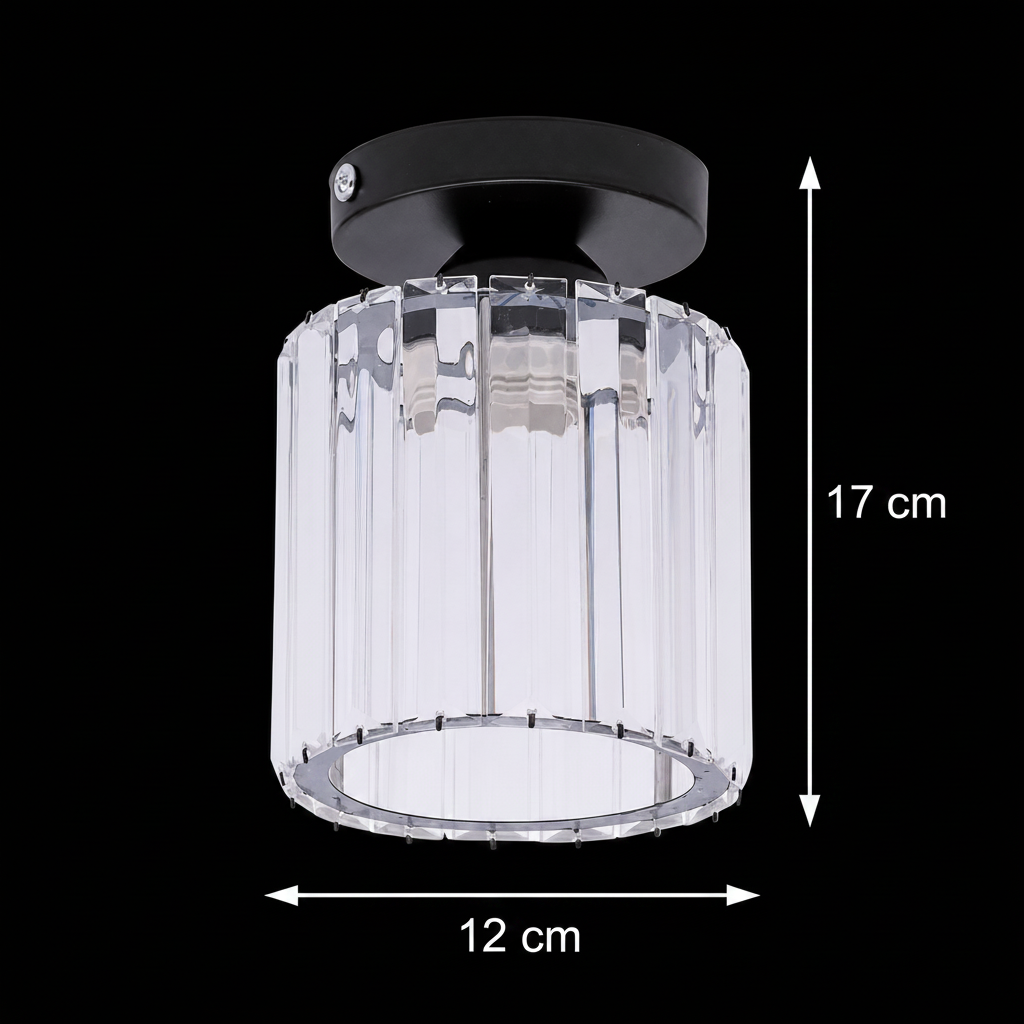 Classic Chandelier, Georgian, 1x E27, Glass Shade, Black, Metal and Glass Classic Chandeliers Default Title Alessandro Design