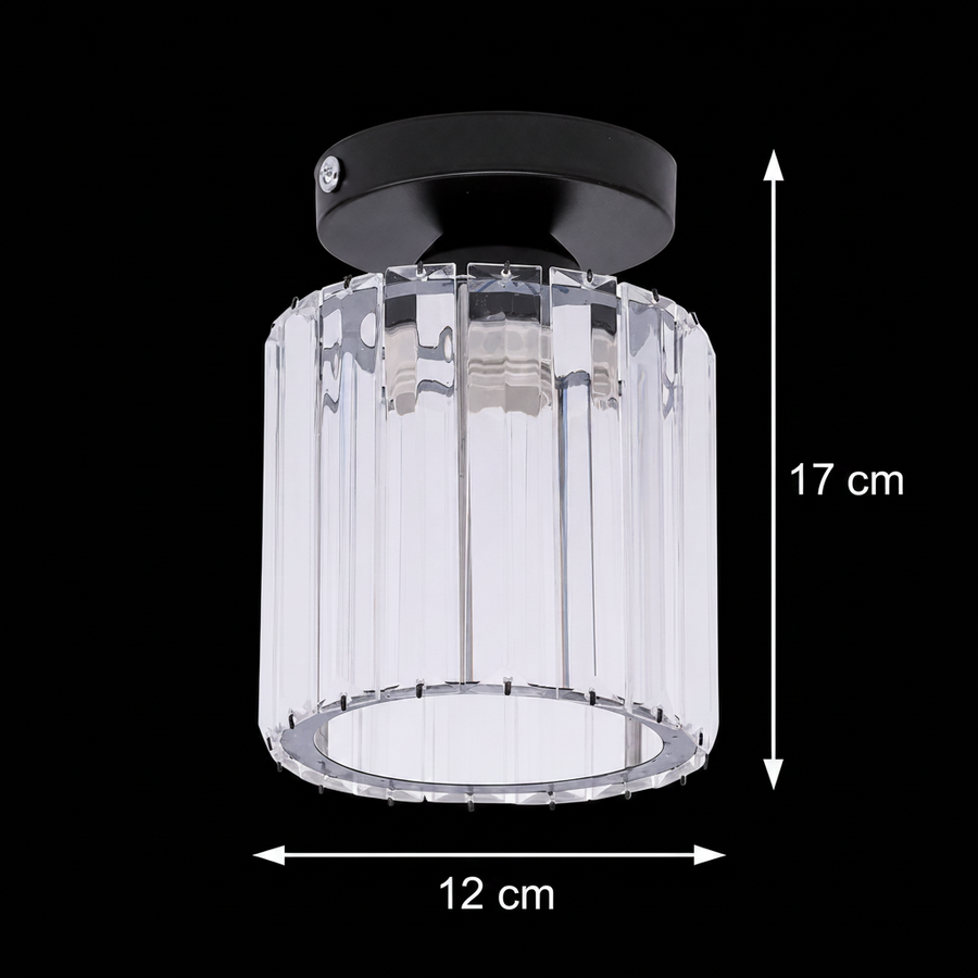 Classic Chandelier, Georgian, 1x E27, Glass Shade, Black, Metal and Glass Classic Chandeliers Default Title Alessandro Design