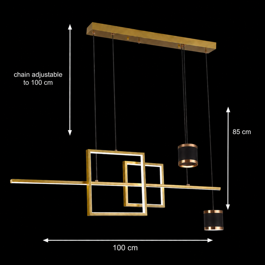 Suspended LED chandelier with remote control DENISSE 81W, Cold/Warm/Neutral light, Dimmable, Gold, Adjustable height, 2233/4GD LED chandeliers with remote control Default Title Alessandro Design