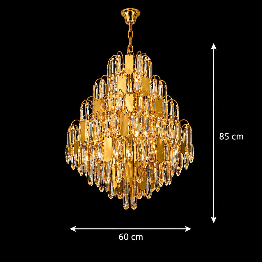 Candelabru Cristal TIER Magno 13xE14, D60 cm, Auriu, Inaltime Reglabila, Metal si Cristal Candelabre Cristal Default Title Alessandro Design